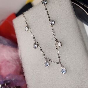 Elegant 925 Sterling Silver Necklace with Crystal Accents